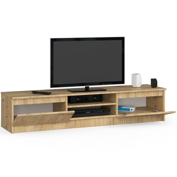 Akord K160 CLP TV szekrény, artisan tölgy, 160x45x40cm, tárolóhely, modern design