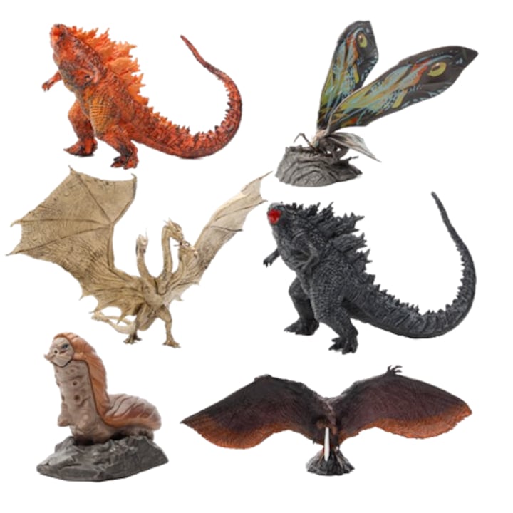 Set 6 Figurine Godzilla, PMIXO, PVC, detalii autentice, multicolor