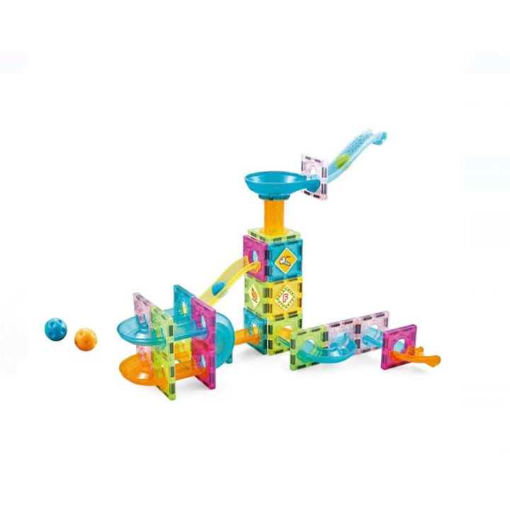 Valiza cu Caramizi Magnetice Colorate 64 piese