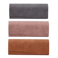 Set 3 toc etui ochelari, NUODWELL, Magnetic close, Impermeabil si rezistent la zgarieturi, Pentru ochelari de soare sau vedere, 160x65x33mm, Piele ecologica, Multicolor