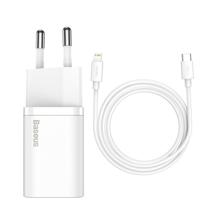 Incarcator priza Wall Charger Super Si (TZCCSUP B02) Cable Included, USB C, PD, 20W Alb