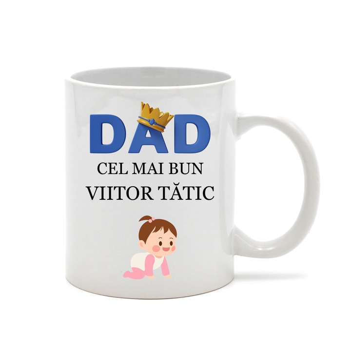 Cana alba personalizata fata-verso ”Cel mai bun viitor tatic” pentru fetita, 300 ml