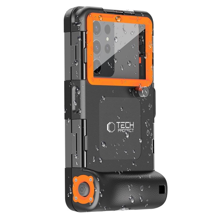 Универсално водоустойчиво покритие TECH-PROTECT Diving Case за 6,7 инча устройства, IPX8, черно/оранжево
