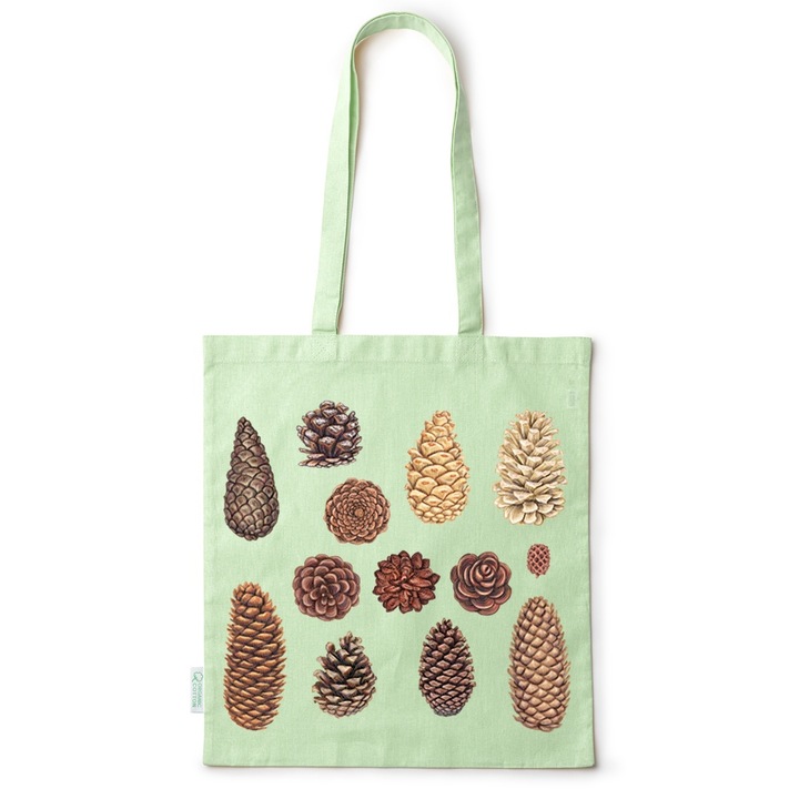Go For It Shopper fazonú pamut táska mintával, Cone, 38×42cm, Zöld, GR-BDY91