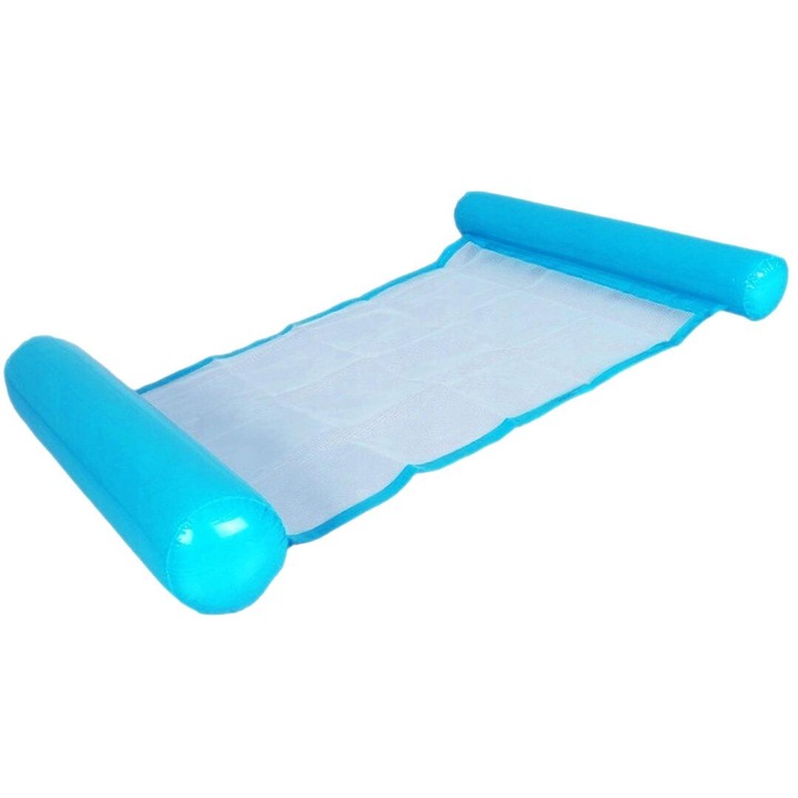 Felfújható hálós matrac, vízi függőágy, PVC, kék, 110x70x15cm