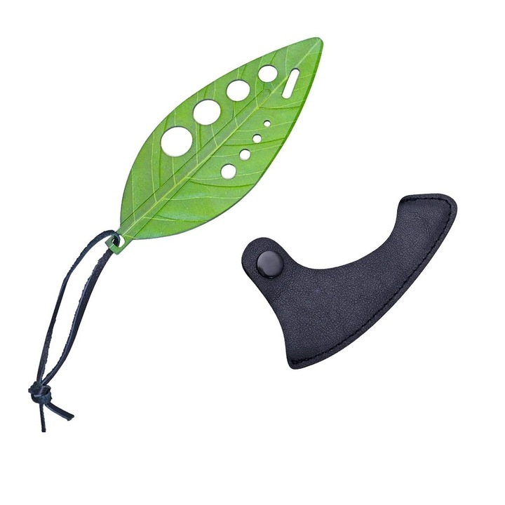 Tocator manual pentru ierburi eMazing, instrument de curatat frunze, margini ascutie, 9 gauri de diferite dimensiuni, multifunctional, material otel inoxidabil, rezistent la rugina, 14 x 5.5 cm, verde
