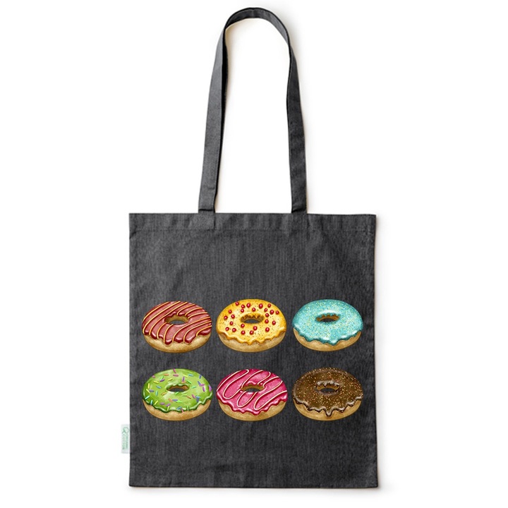 Intelli® Oko-barat pamut bevasarlotaska hosszu fullel, fank, 38, Fekete, 38 x 42 cm