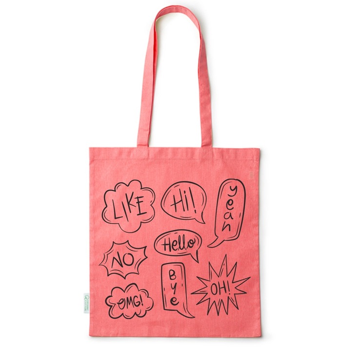 Go For It Shopper fazonú pamut táska mintával, Word Cloud, 38×42cm, Piros, R-BDY59