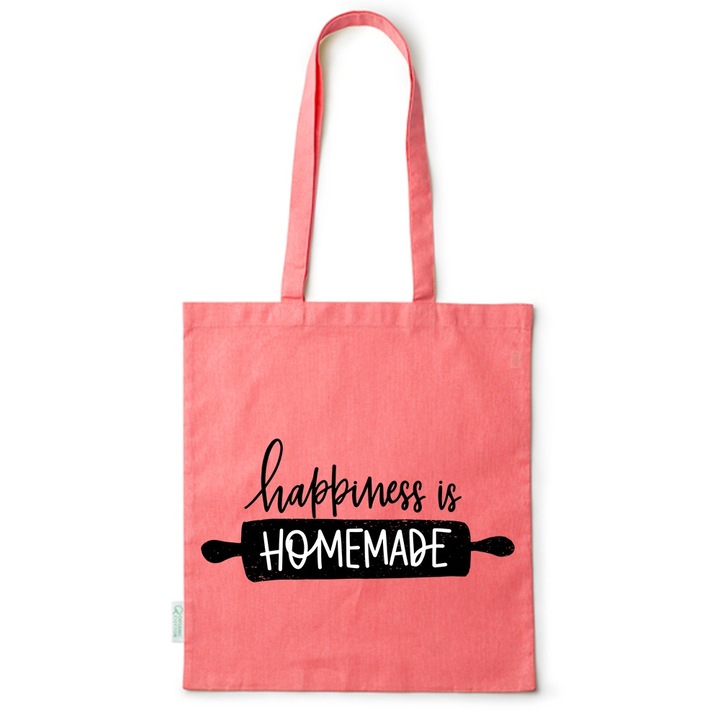 Go For It Shopper fazonú pamut táska mintával, Homemade, 38×42cm, Piros, R-BDY58