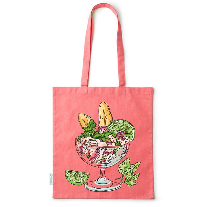 Go For It Shopper fazonú pamut táska mintával, Salad, 38×42cm, Piros, R-BDY90