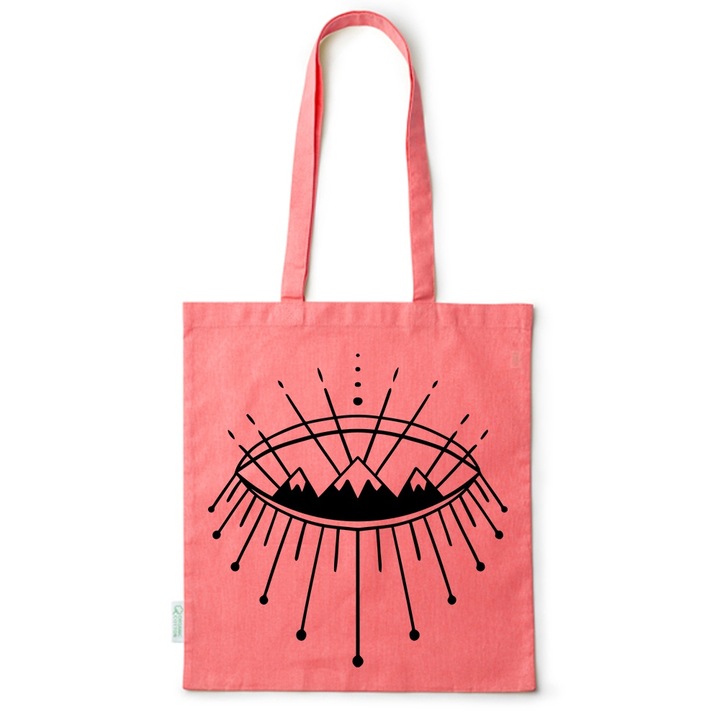 Go For It Shopper fazonú pamut táska mintával, Mountain Eye, 38×42cm, Piros, R-BDY195