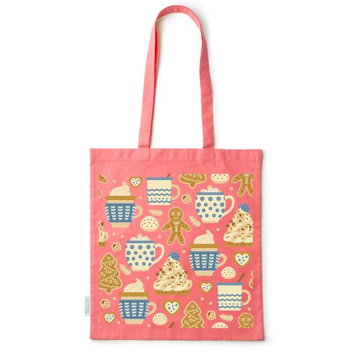 Intelli® Öko-barát pamut bevásárlótáska hosszú füllel, Winter Feeling, 38×42cm, Piros, R-BDY259