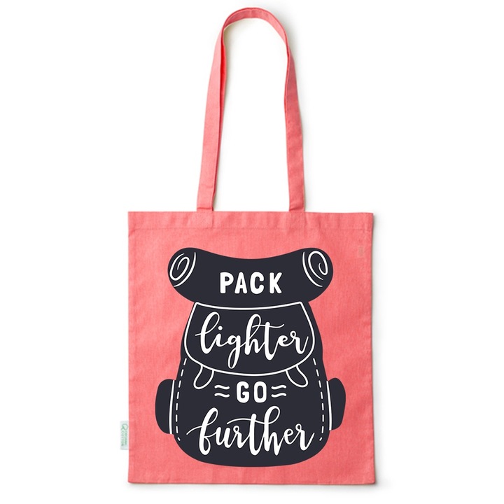 Go For It Shopper fazonú pamut táska mintával, Pack Lighter, 38×42cm, Piros, R-BDY107