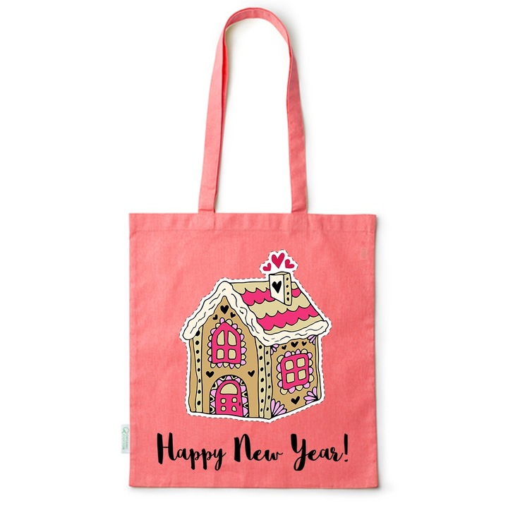 Intelli® Oko-barat pamut bevasarlotaska hosszu fullel, Winter Feeling, 38, Piros, 38 x 42 cm