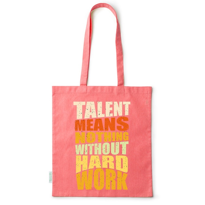 Intelli® Памучна еко чанта за пазаруване Sacosa с дълги дръжки, Hard Work, 38×42см, Червена, R-BDY238