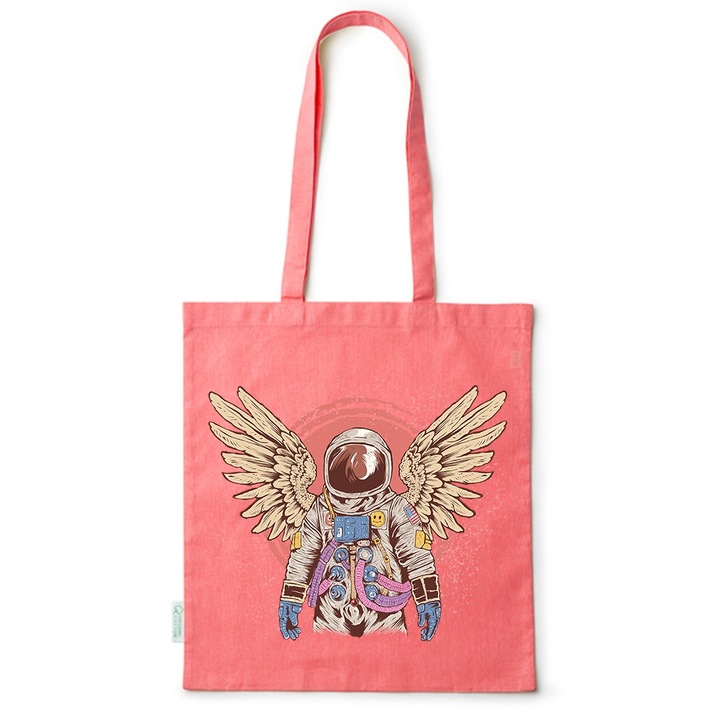 Intelli® Környezetbarát pamut bevásárlótáska hosszú füllel, Asztronauta, 38×42cm, Piros, R-BDY213