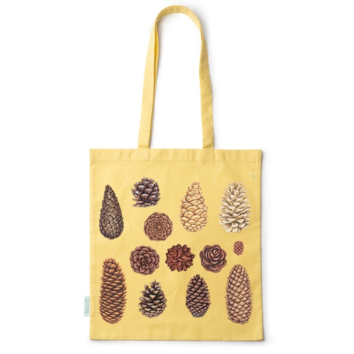 Go For It Shopper fazonú pamut táska mintával, Cone, 38×42cm, Sárga, Y-BDY91