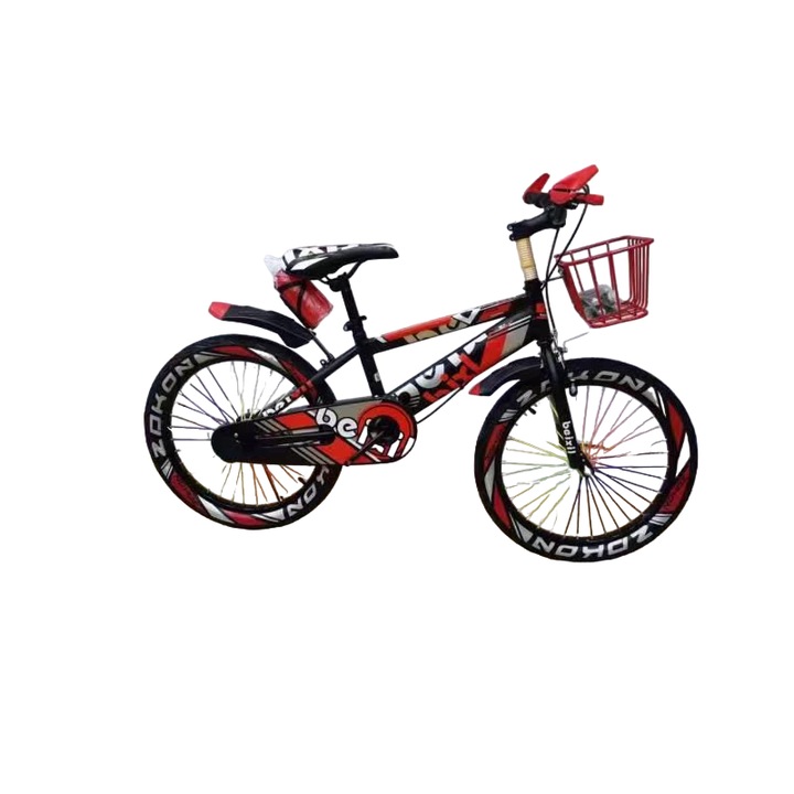 Колело Go Kart Sport Bike 20 цола, за деца 5-9 години, крик, калници и стойка с бутилка за вода, кош, червен цвят