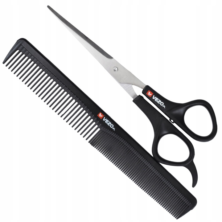 Set 1 x Foarfeca, 1 x Pieptene tuns, ergonomic, 17.5cm