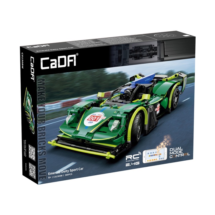 Set constructie CaDa Dual Control - Masinuta Emerald Deity Sport Car C51308W, 388 piese