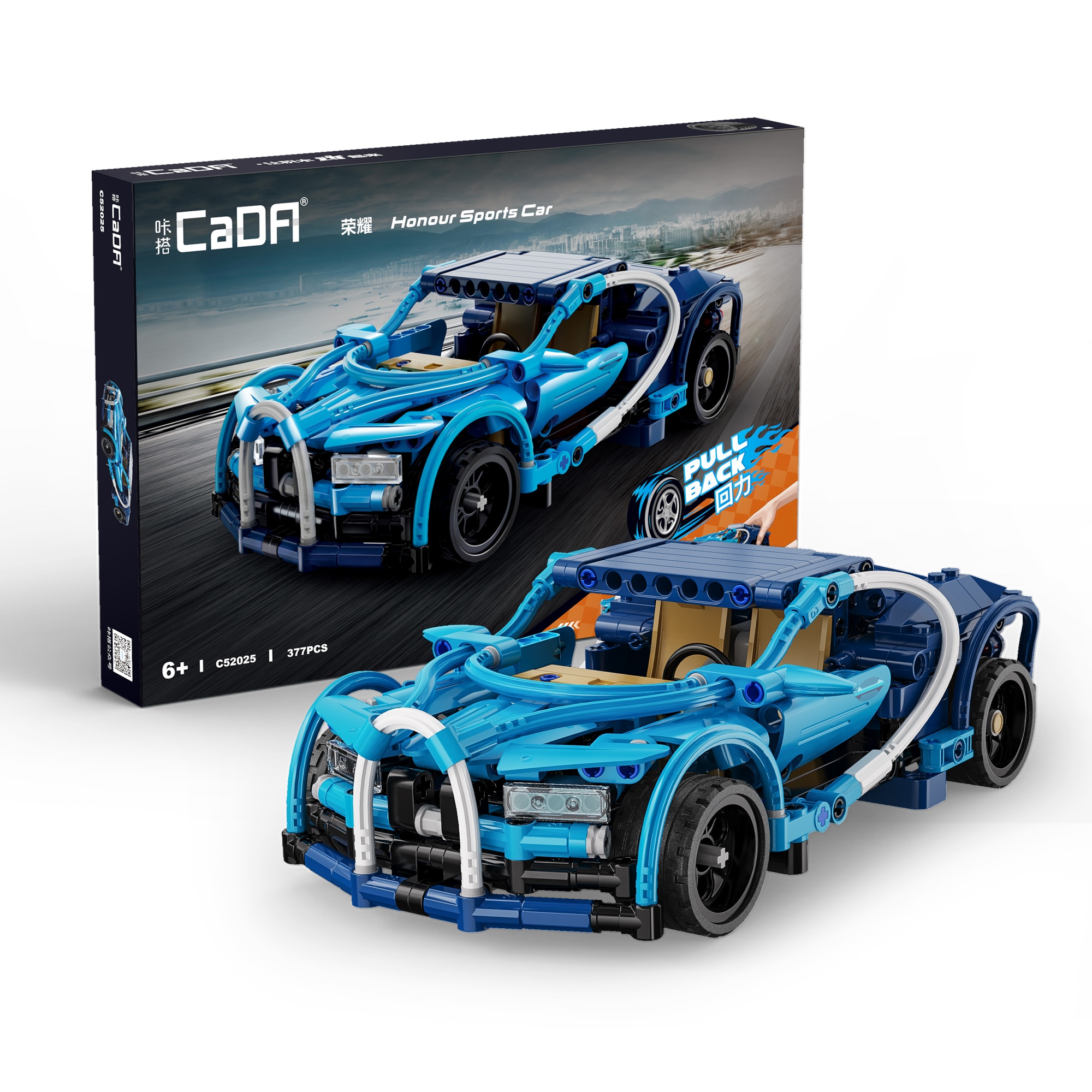 Set constructie CaDa - Masinuta Honour Sports Car, C52025W, cu sistem pull-back, 377 piese