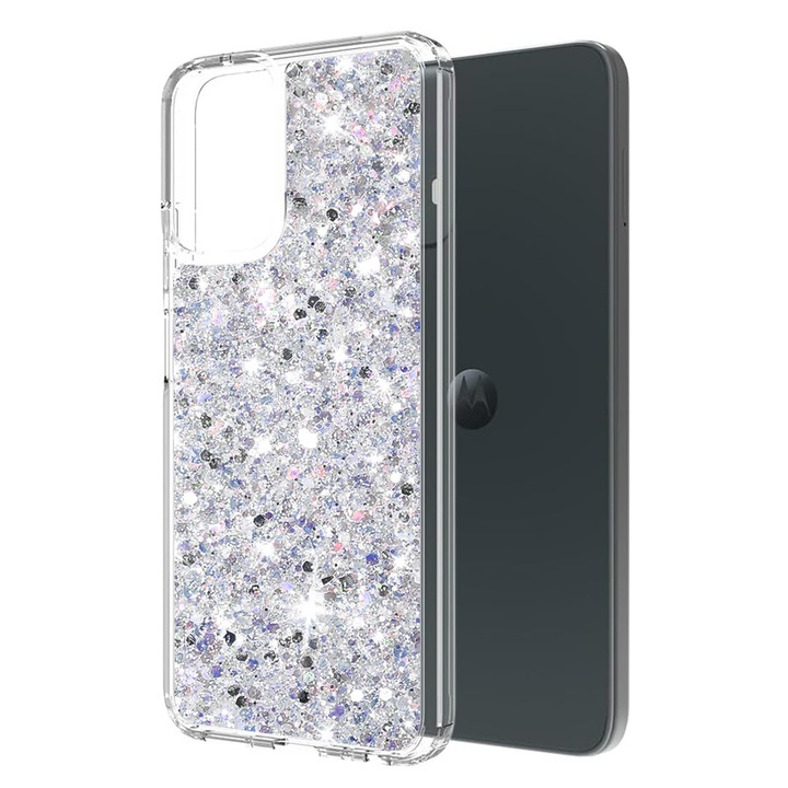 FixGuard Sparkly Glitter tok Motorola Moto G04 / Moto G04s / Moto G24 / Moto E14 készülékekhez - fehér