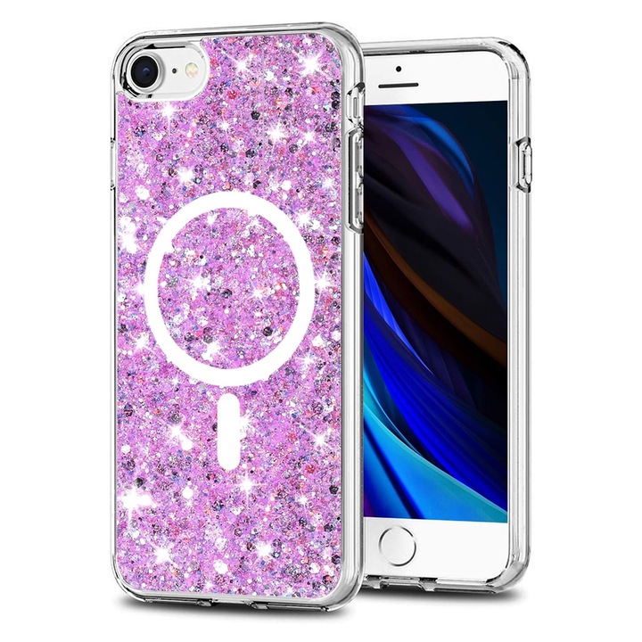 fixGuard Sparkly Glitter MagSafe tok iPhone 7 / 8 / SE 2, SE 2020 / SE 3, SE 2022 telefonokhoz - Magenta