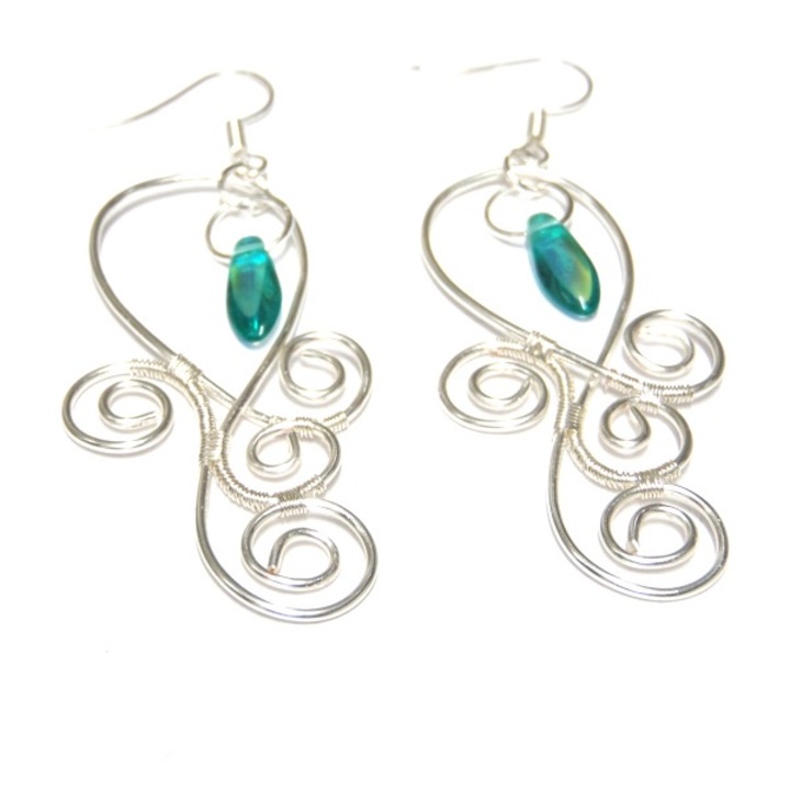 Cercei dama Teardrop - Silver, aliaj metalic, bleu