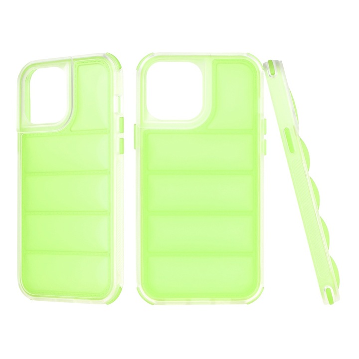 Husa compatibila cu iPhone 13 Pro Max, RAO Protection, Wave Shield, R62, Plastic, Intense Green