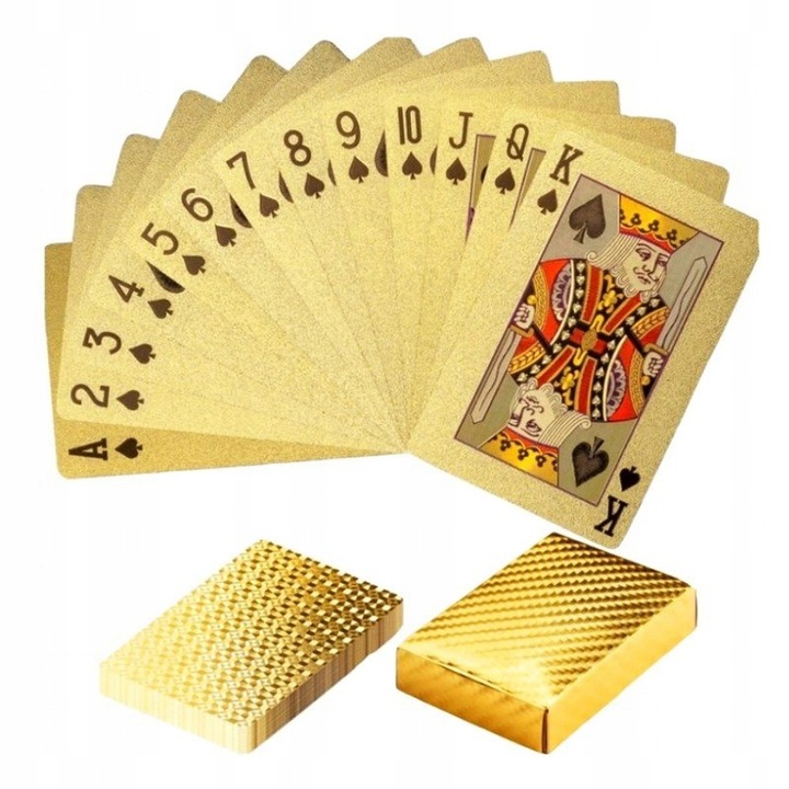 Set de carti de joc, PrzydaSie.pl, plastic, aurii, 54 de bucati, rezistente la apa, 87x55mm