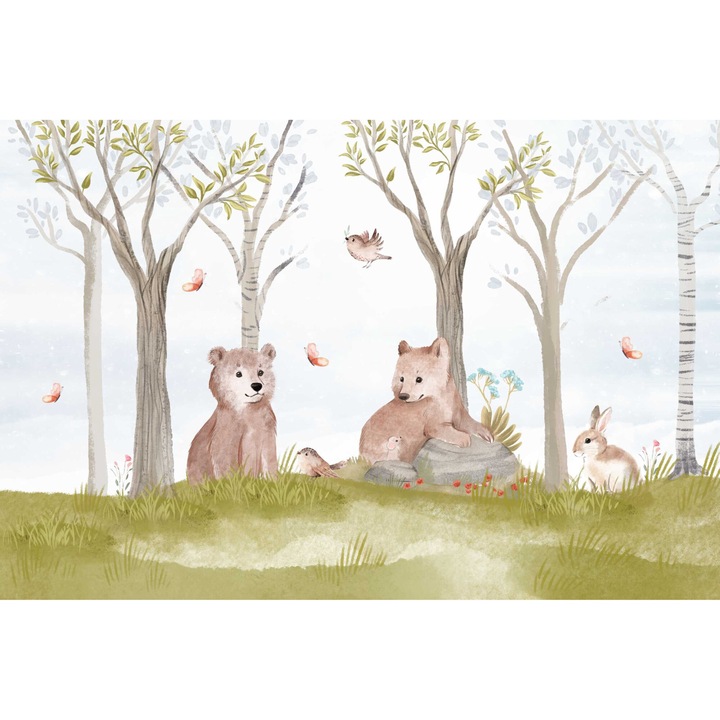 Fototapet, pastel, pentru copii, perete, decorare, ursi, 260x390 cm