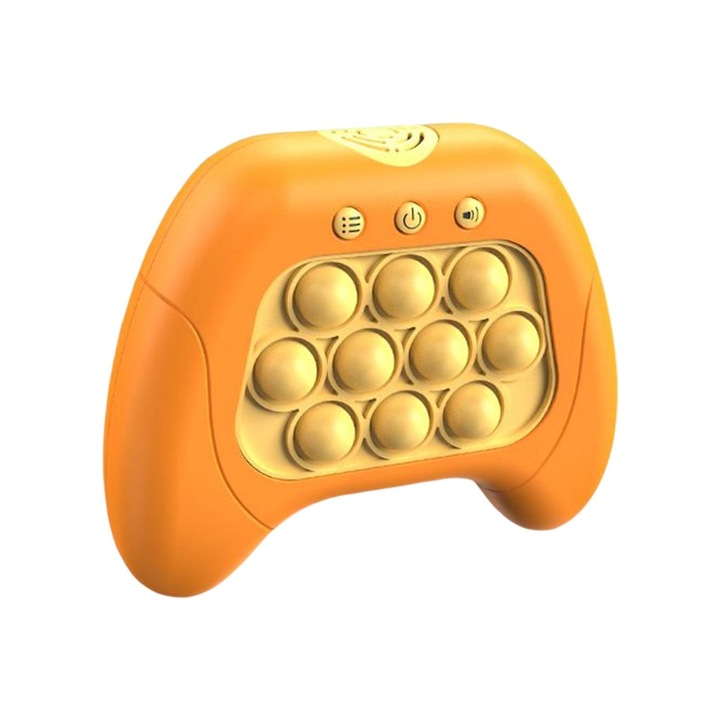 Jucarie Pop It Electronica Dalimag, 200 de Nivele Diferite, Antistres, Senzoriala, Ajuta Memoria si Indemanarea, Lumini si Sunet, 13 x 11 cm, Portocaliu