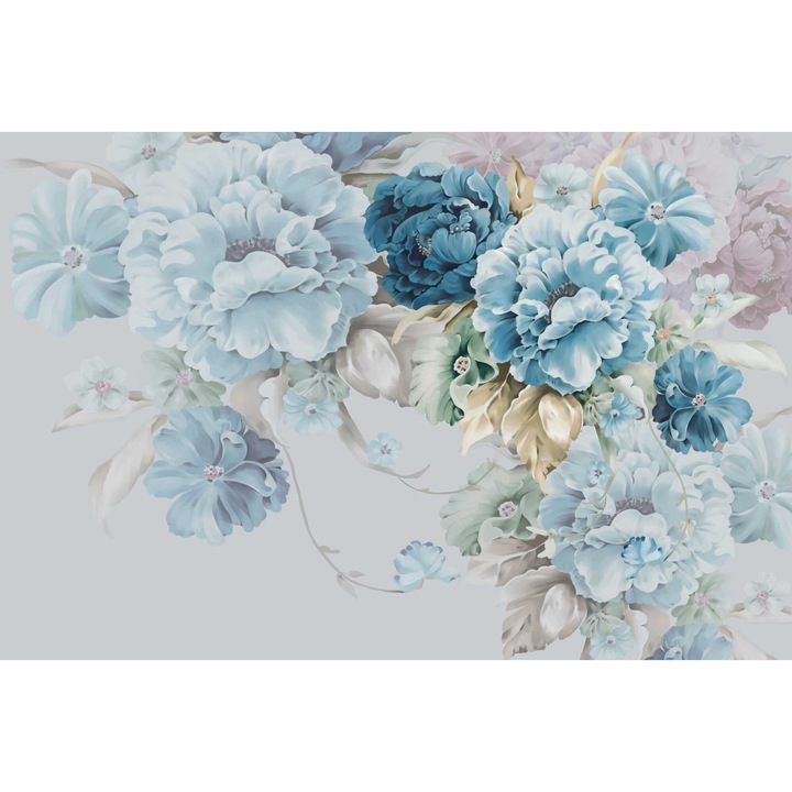 Fototapet, pastel, pentru living, perete, decorare, bujori in culori deschise, 260x390 cm