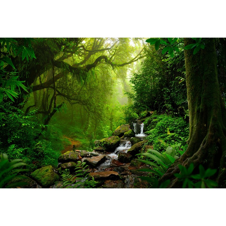 Тапети, модерни, за хол, стена, декорация, горски водопад, 240x360 см, природа