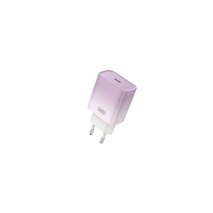 XO CE18 PD hálózati töltő USB-C 30W QC3.0 USB-C-USB-C kábellel – lila-fehér