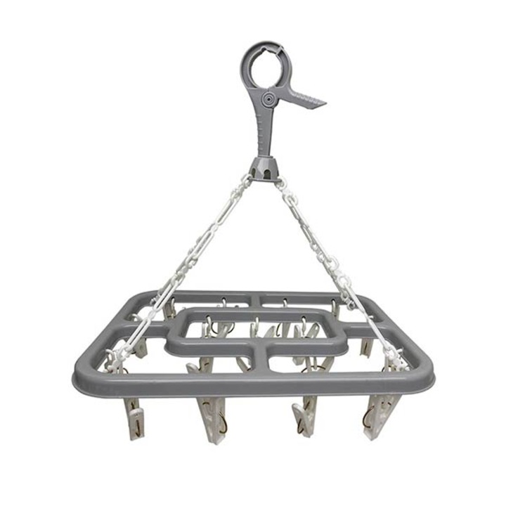 Uscatort suspendat pentru lenjerie si sosete cu 18 clesti rufe, Frandis, plastic