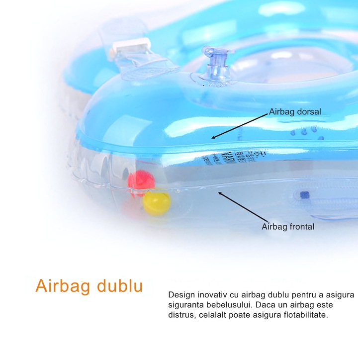 Colac de innot pentru bebelusi JOZY®, ajustabil, 0-24 luni, siguranta si confort, culoare albastru