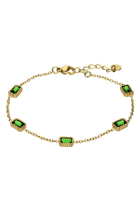 Emily Westwood, Bratara placata cu aur de 18K si zirconia, Verde, Auriu