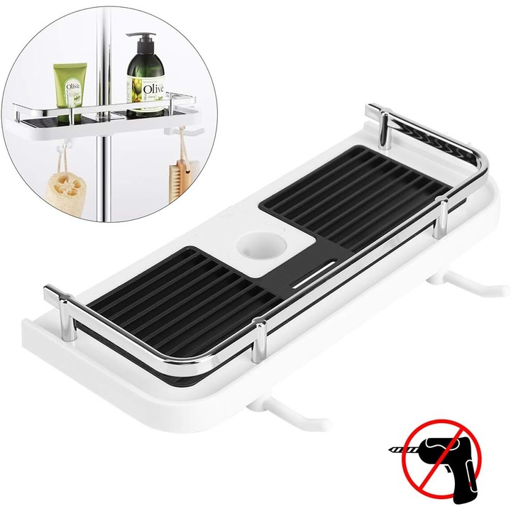 Raft de dus, AMRINUGL, aluminiu de calitate spatiala, mata de drenaj din silicon, design compact, 4cm distanta de perete