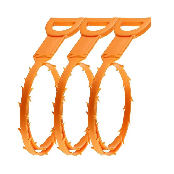 Set 3 unelte de curatare a canalizarii, AMRINUGL, 52cm, portocaliu