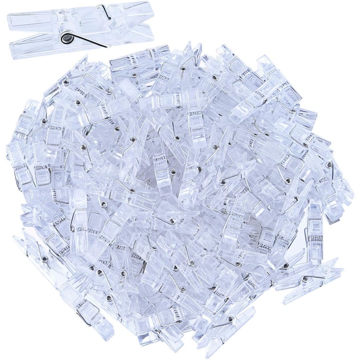 Set de 120 cleme transparente utilitare decorative, Enforose, durabile si reutilizabile, pentru afisarea foto, ideale pentru nunti si petreceri