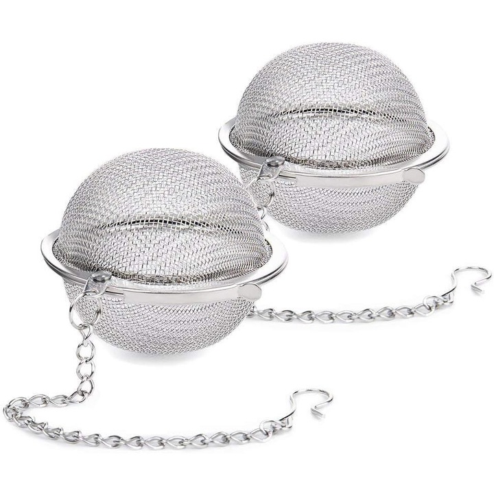 Set 2 bile de ceai, Cozevdnt, inox, multicolor, pentru frunze vrac si condimente aromatice
