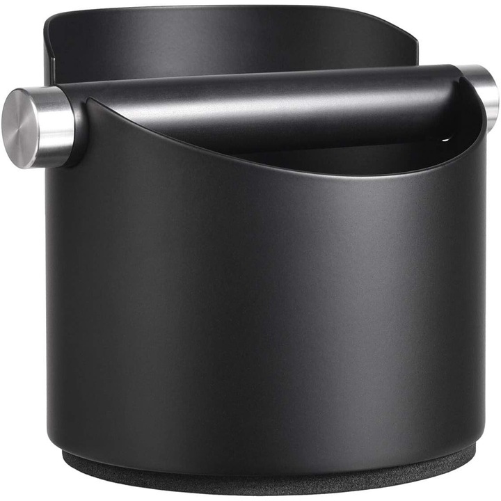 Кутия за кафе, Knock Box, неръждаема стомана, подвижна лента за чукане, неплъзгаща се основа, черна