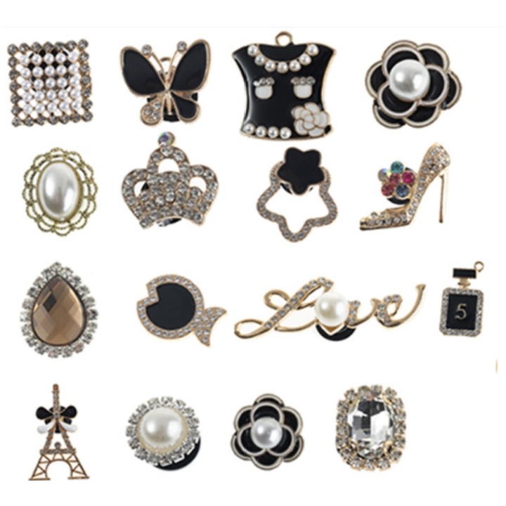 Аксесоари за обувки Crocs, QttvbTna, блестящи талисмани, черно/златно