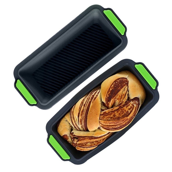 Тава за печене на хляб, комплект от 10 форми за мъфини, силиконова, правоъгълна, незалепваща