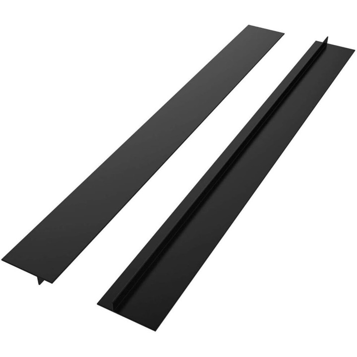 Capac pentru spatiul dintre aragaz si blatul de lucru, Enforose, silicon flexibil, rezistent la caldura, negru mat, set de 2 bucati