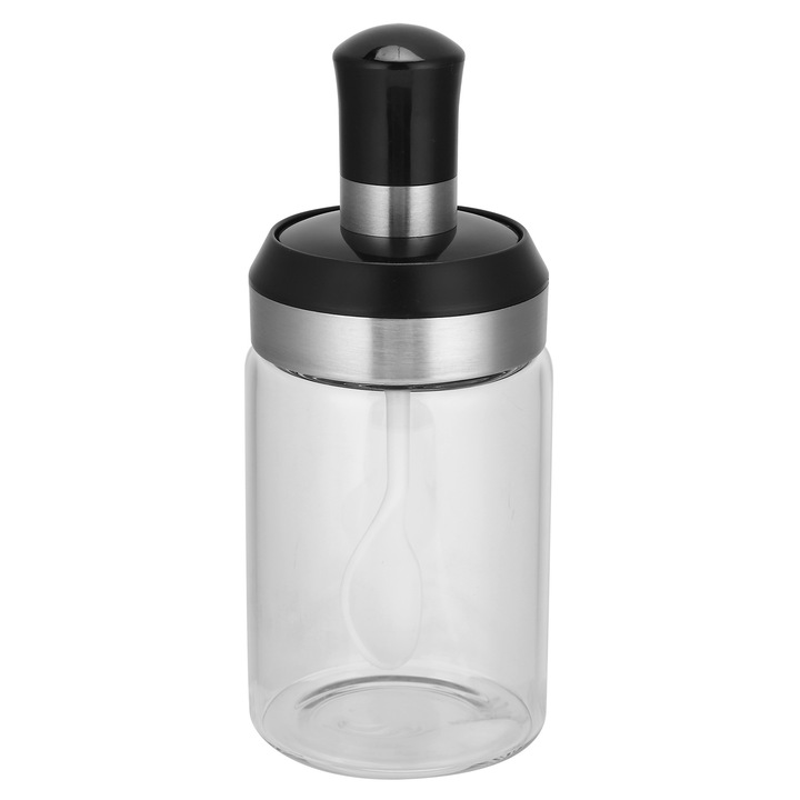 Átlátszó üveg fűszertartó kanállal, 250ml