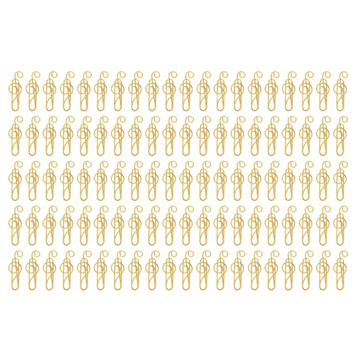 Комплект от 100 кламери във формата на музикални ноти, злато, отметка