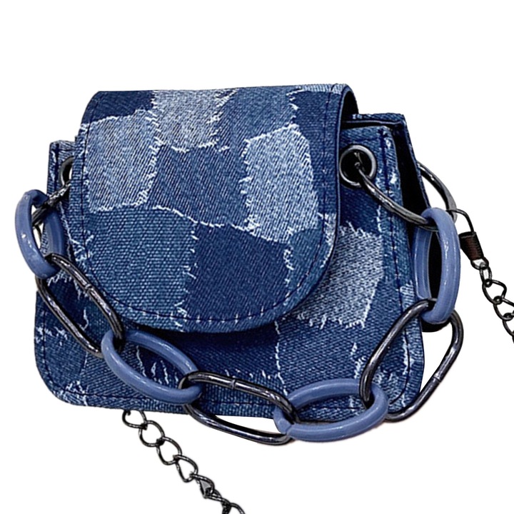 Női láncos válltáska, kifinomult divatos vászon kopásálló láncos táska, rúzshoz, mobiltelefonhoz