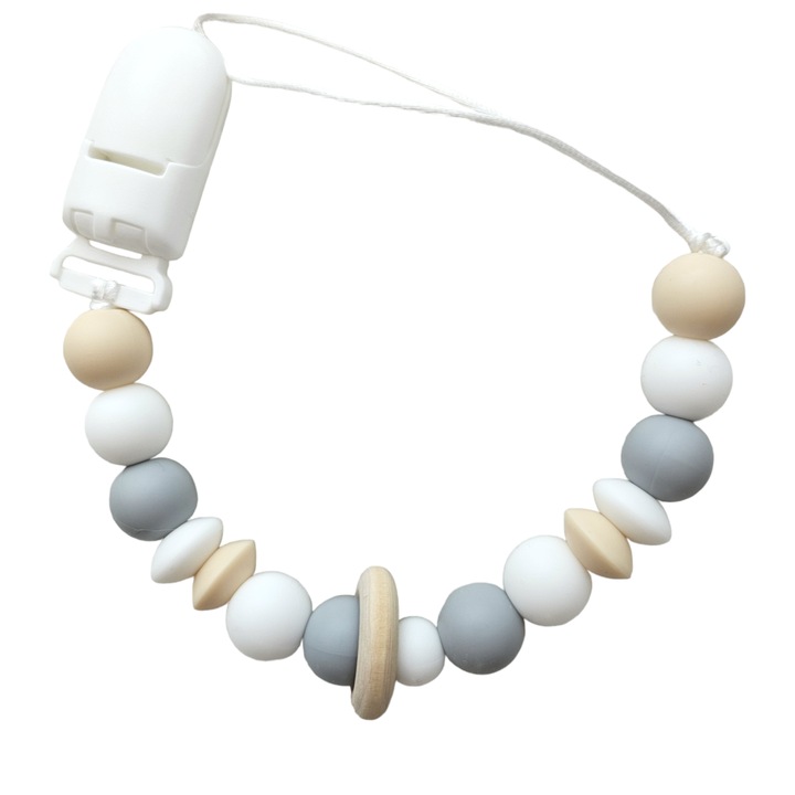 Lantisor pentru suzeta din silicon alimentar, Natur